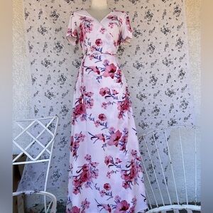 Pink flower wrapped dress